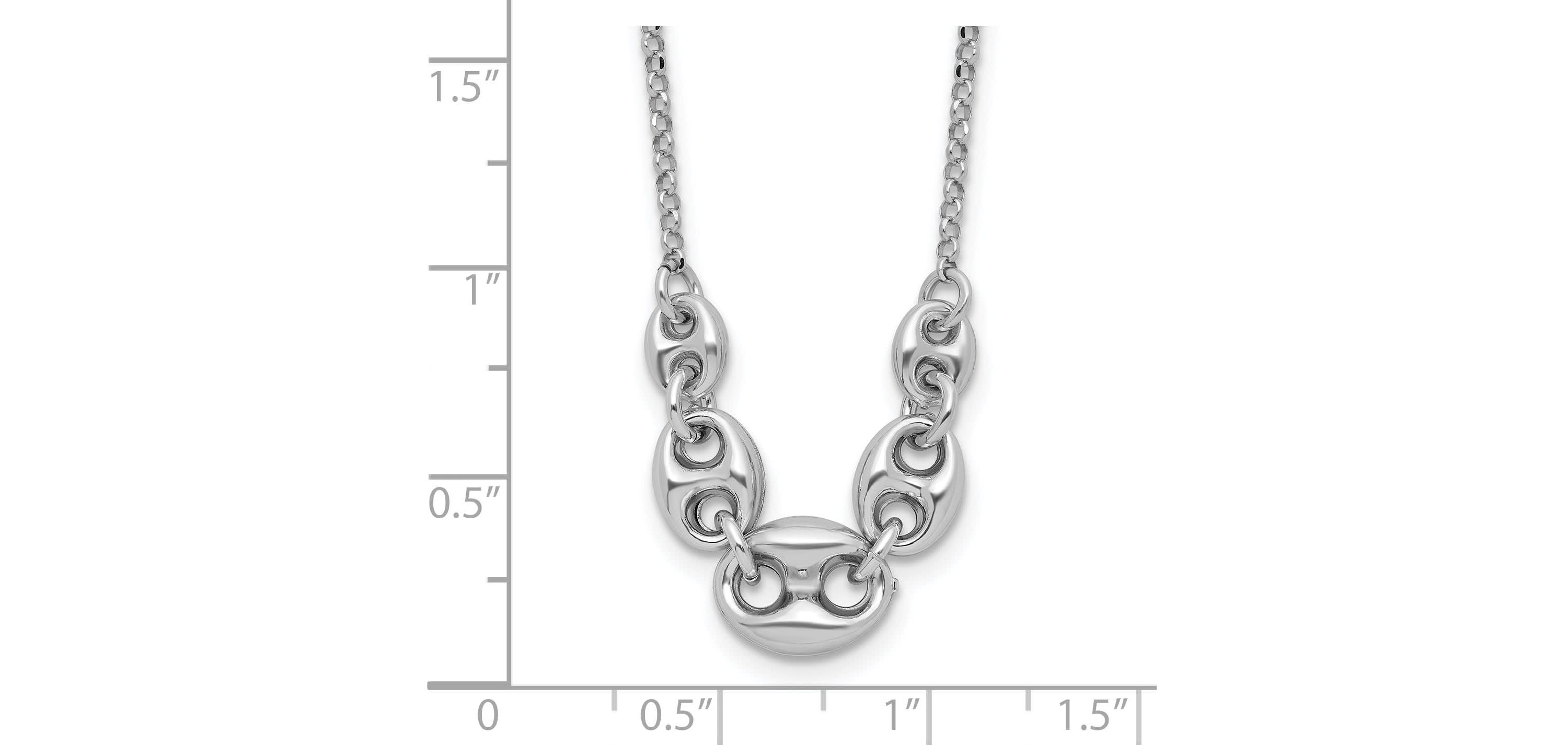 Sterling Silver Rhodium-plated 16" with 2" extender Necklace