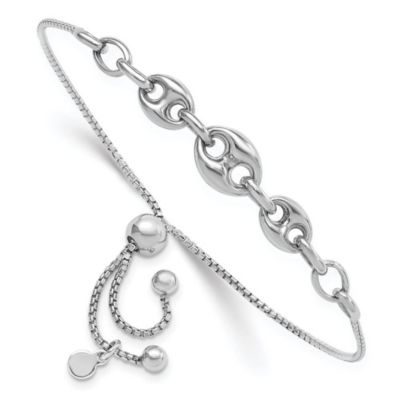 Luxury Giftware by Jere Sterling Silver Rhodium-plated Fancy Adjustable Bracelet