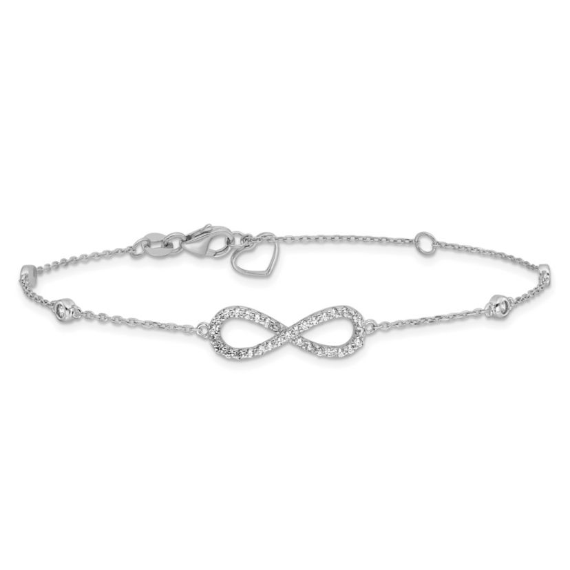 Sterling Silver Rhodium-plated Cubic Zirconia Infinity Bracelet and Necklace Set