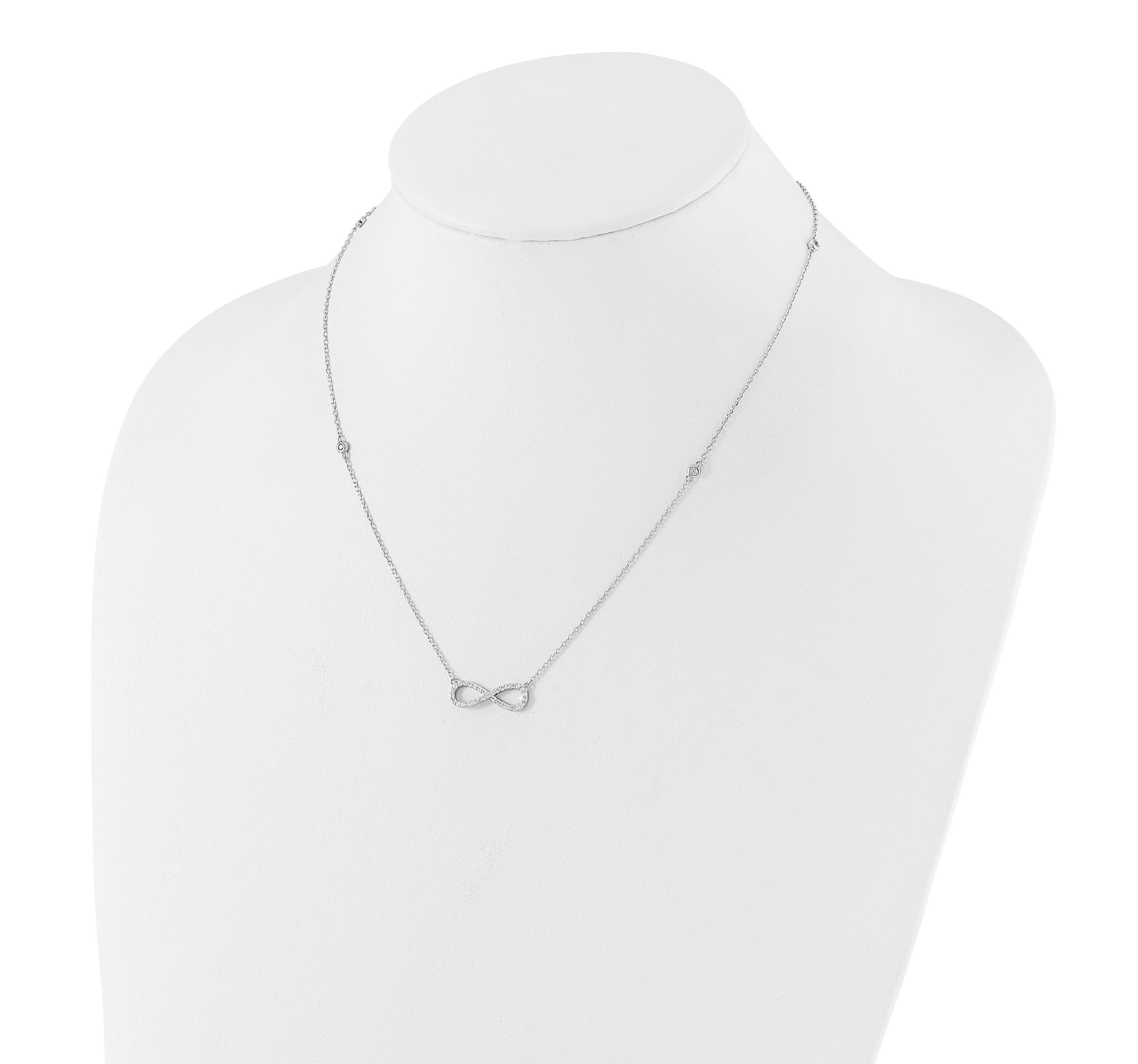 Sterling Silver Rhodium-plated Cubic Zirconia Infinity Bracelet and Necklace Set