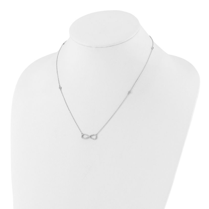 Sterling Silver Rhodium-plated Cubic Zirconia Infinity Bracelet and Necklace Set