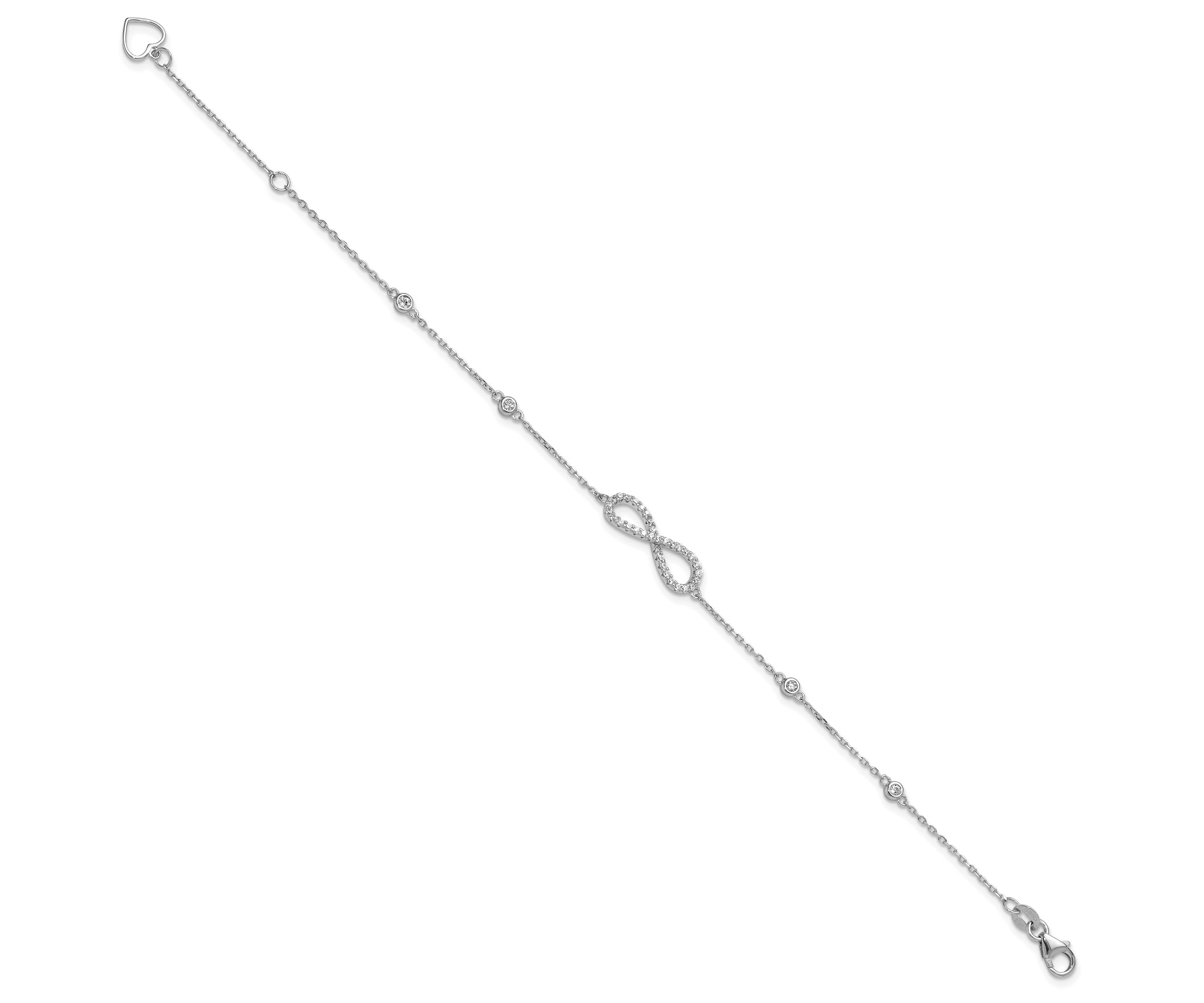 Sterling Silver Rhodium-plated Cubic Zirconia Infinity Bracelet and Necklace Set