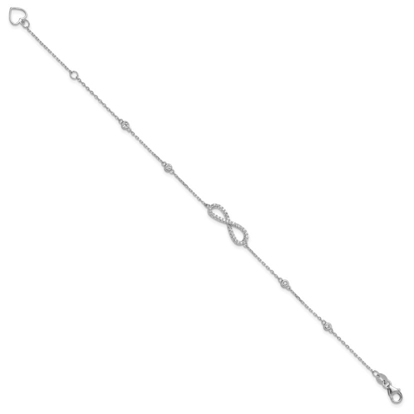 Sterling Silver Rhodium-plated Cubic Zirconia Infinity Bracelet and Necklace Set