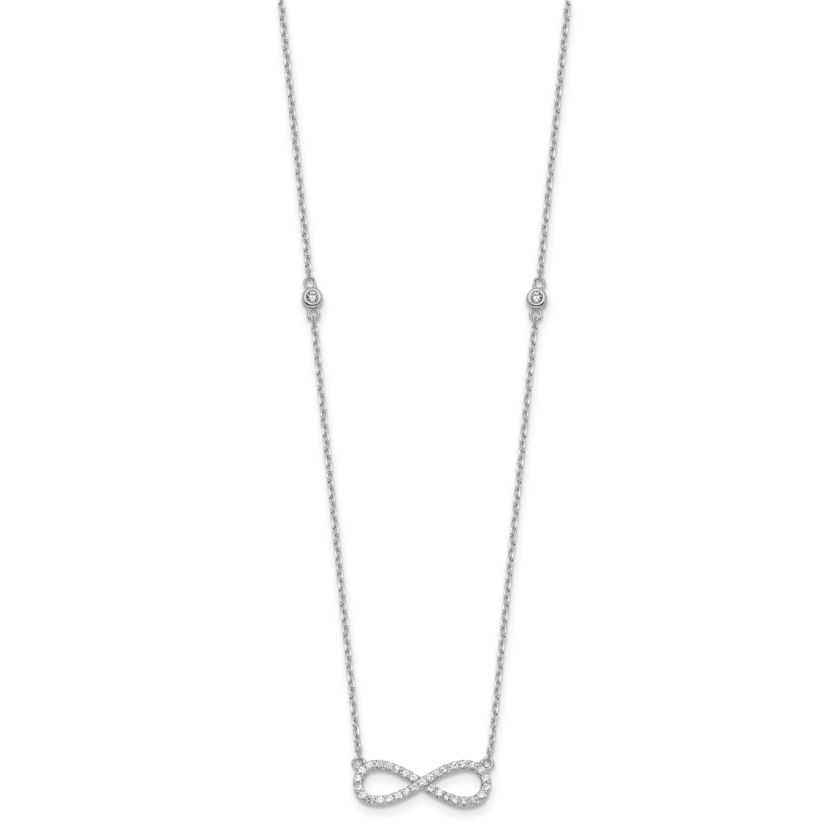 Sterling Silver Rhodium-plated Cubic Zirconia Infinity Bracelet and Necklace Set