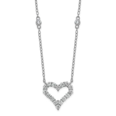 Belk & Co Sterling Silver Rhodium-plated Polished Cubic Zirconia Open Heart 18-inch Necklace