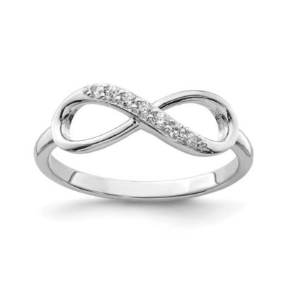 Luxury Giftware by Jere Sterling Silver Rhodium-plated Cubic Zirconia Infinity Ring, White, 9