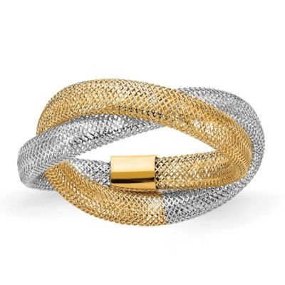 Belk & Co 14K Two-tone Gold Woven Mesh Stretch Ring, Yellow