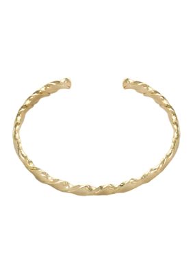 Gold Plated Thin Twist Cuff Bracelet