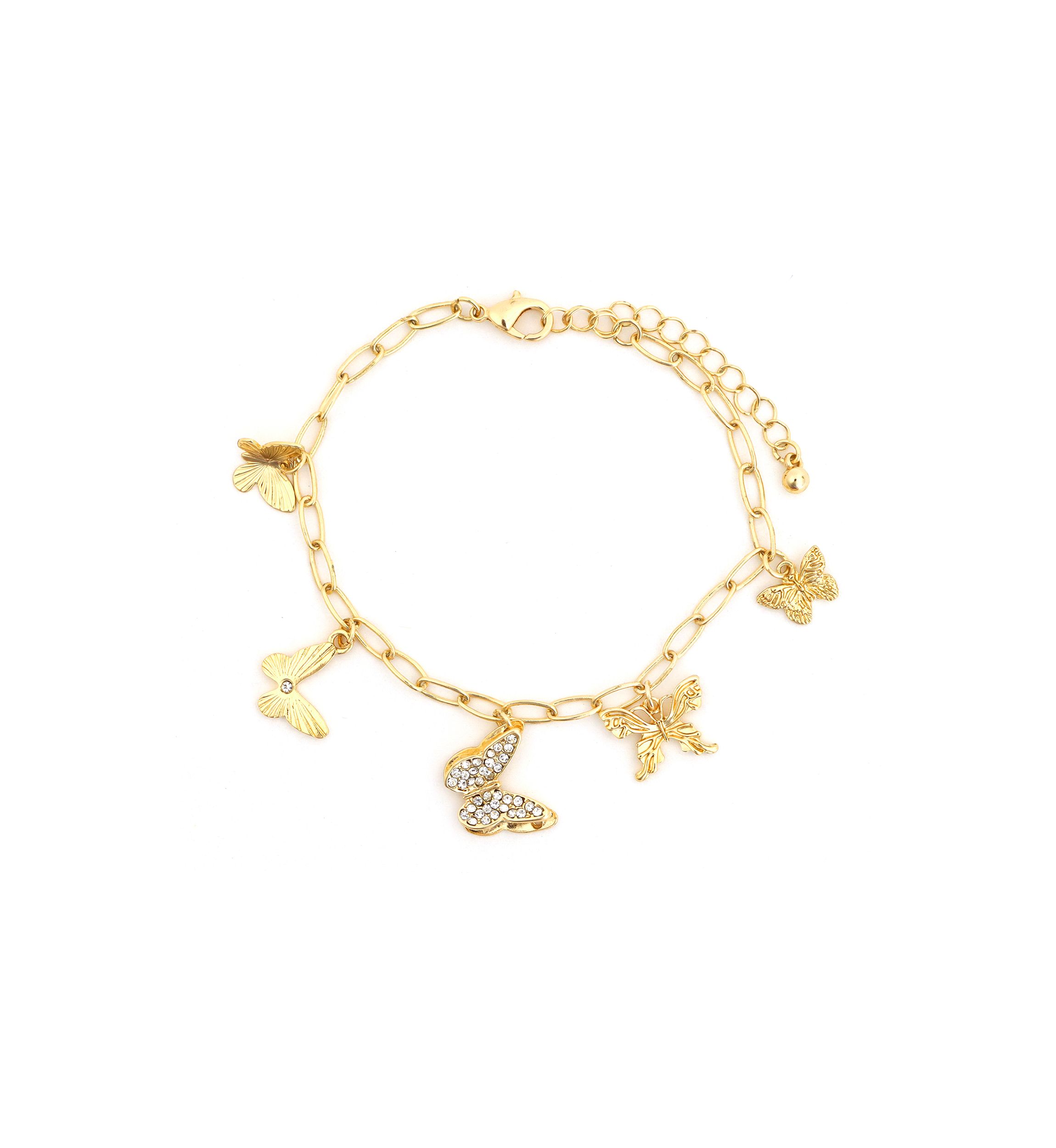 Gold Plated Butterfly Charm Bracelet