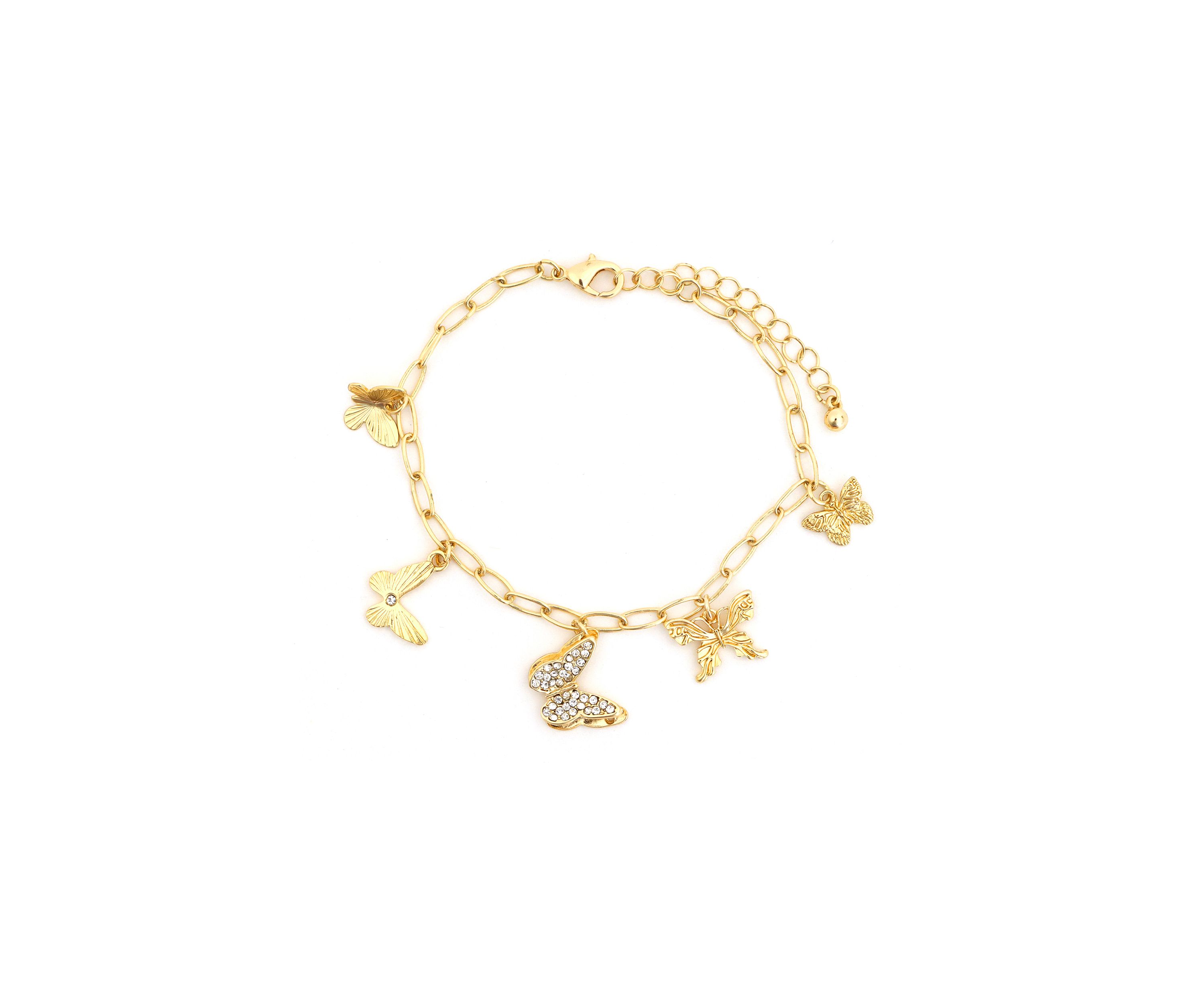 Gold Plated Butterfly Charm Bracelet