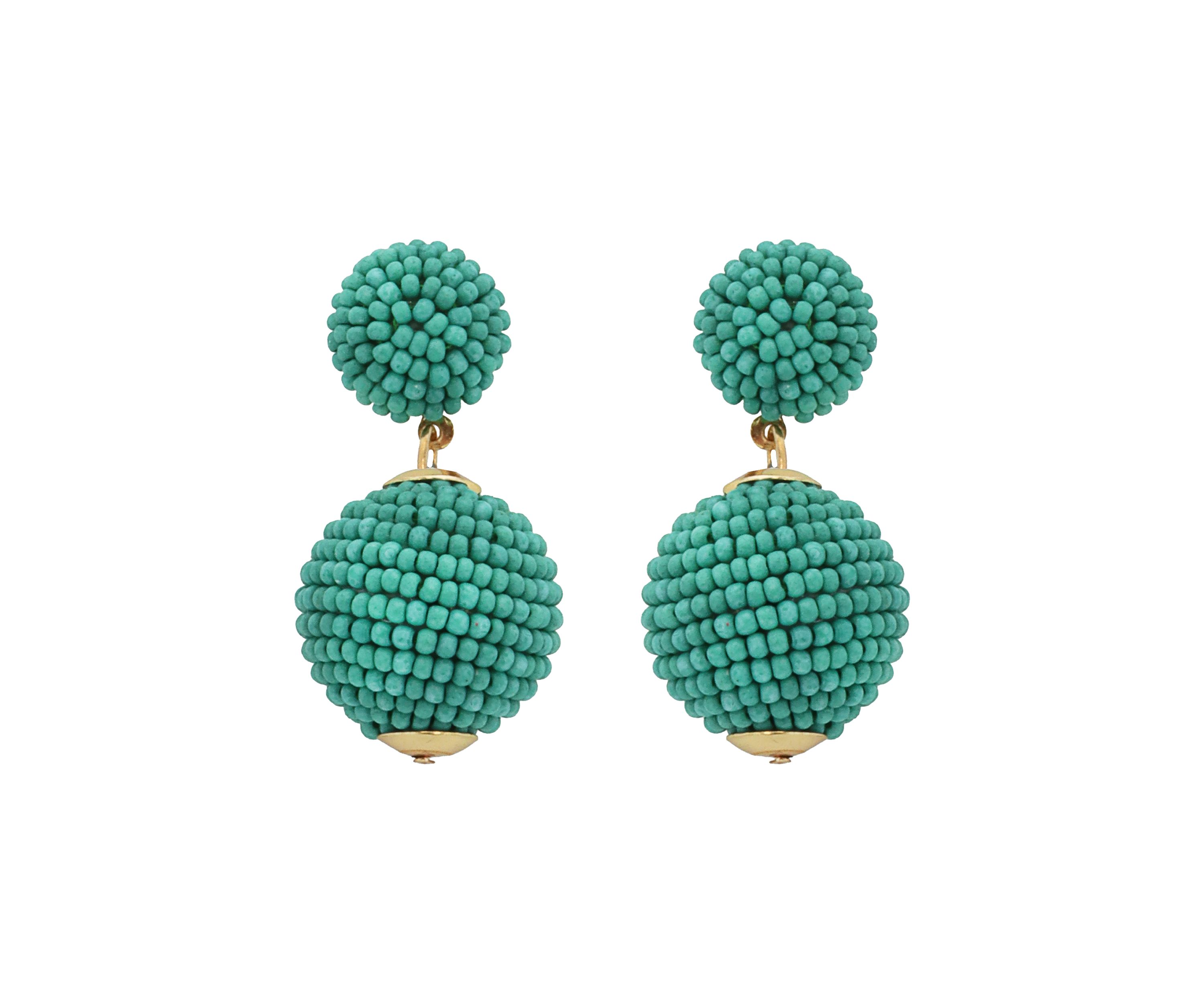 Beaded Double Ball Drop Earrings