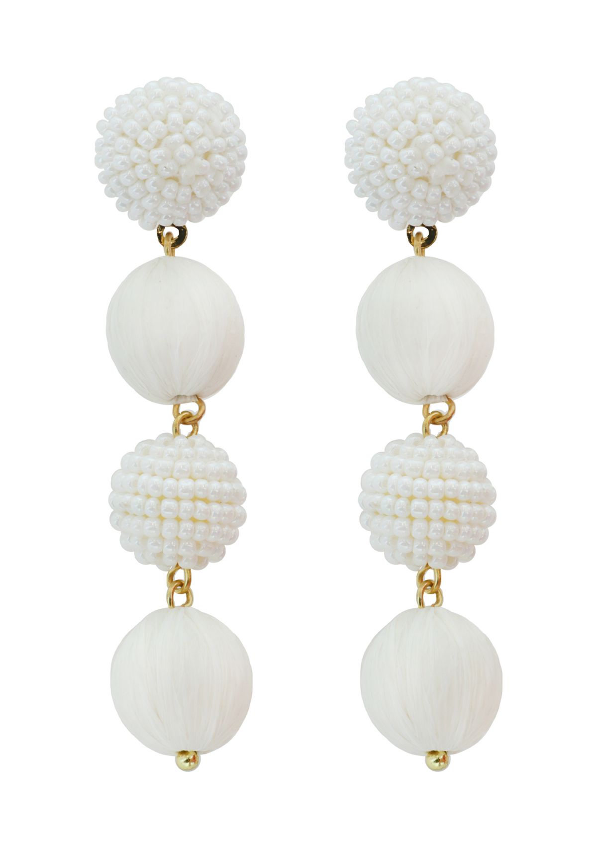 White Ball Linear Earrings