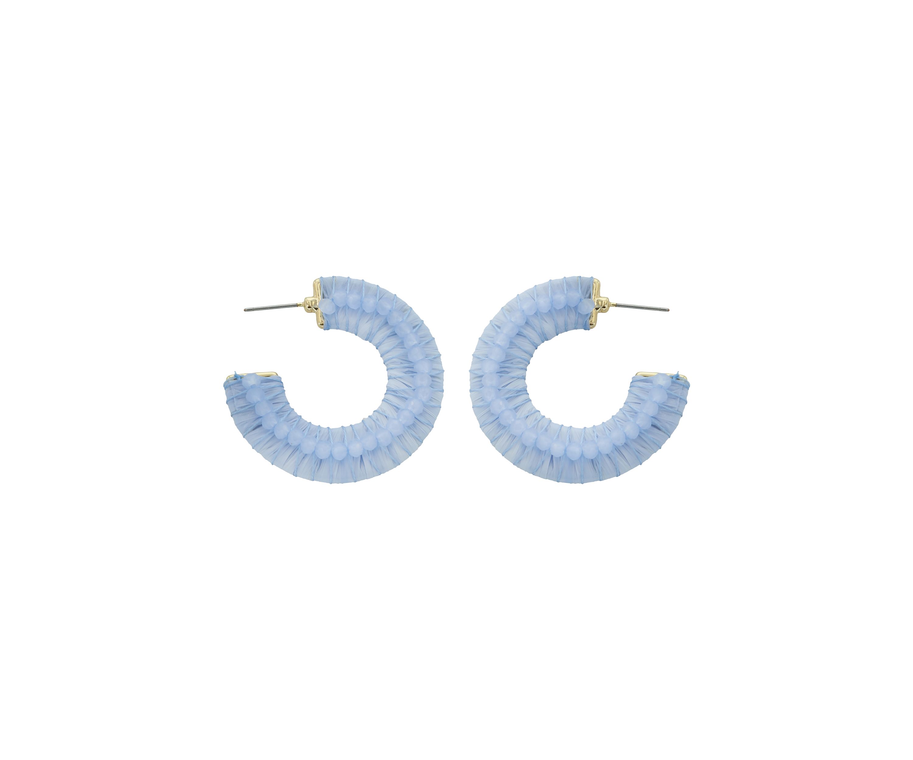 Gold Tone Suede Crystal Hoop Earrings