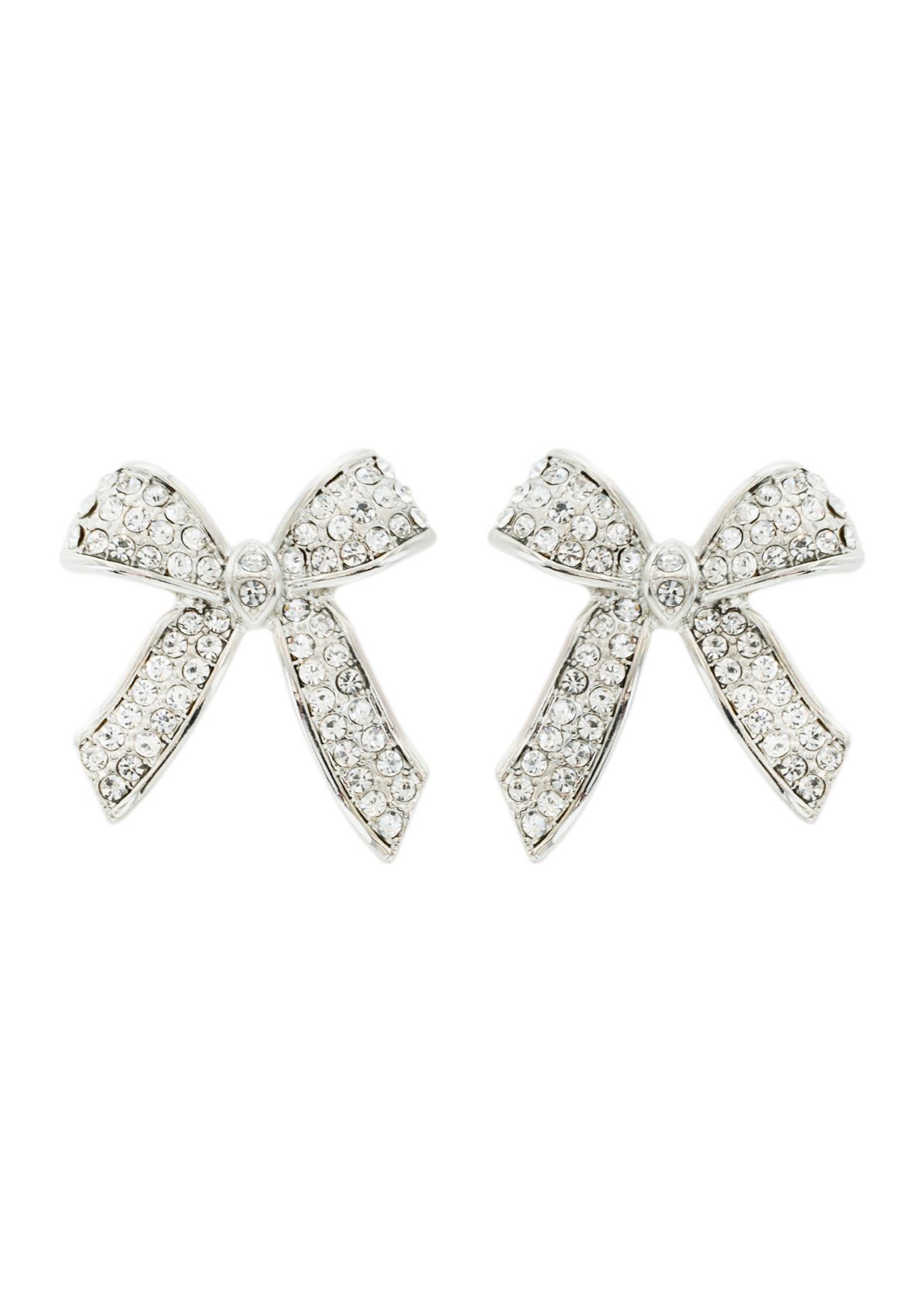 Plated Crystal Bow Stud Earrings