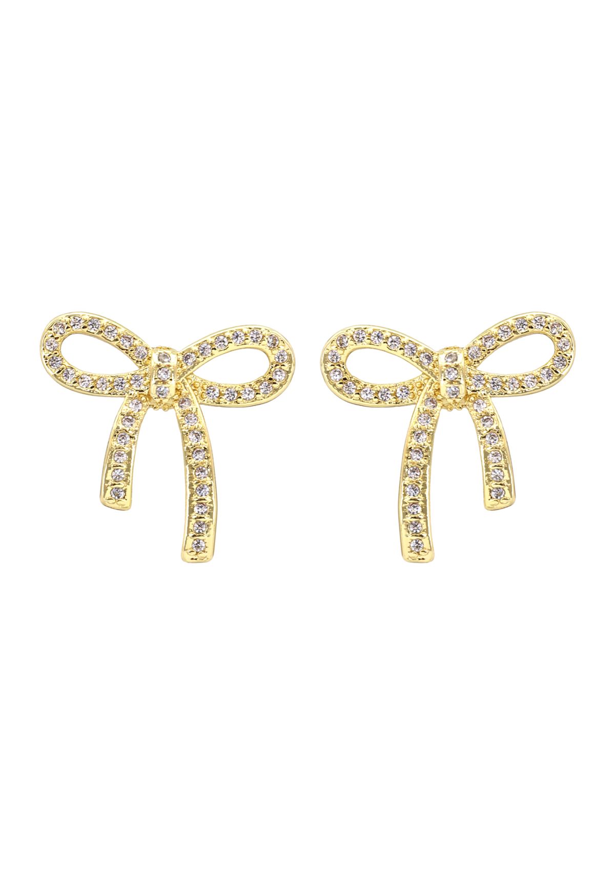 Gold Plated Crystal Bow Stud Earrings