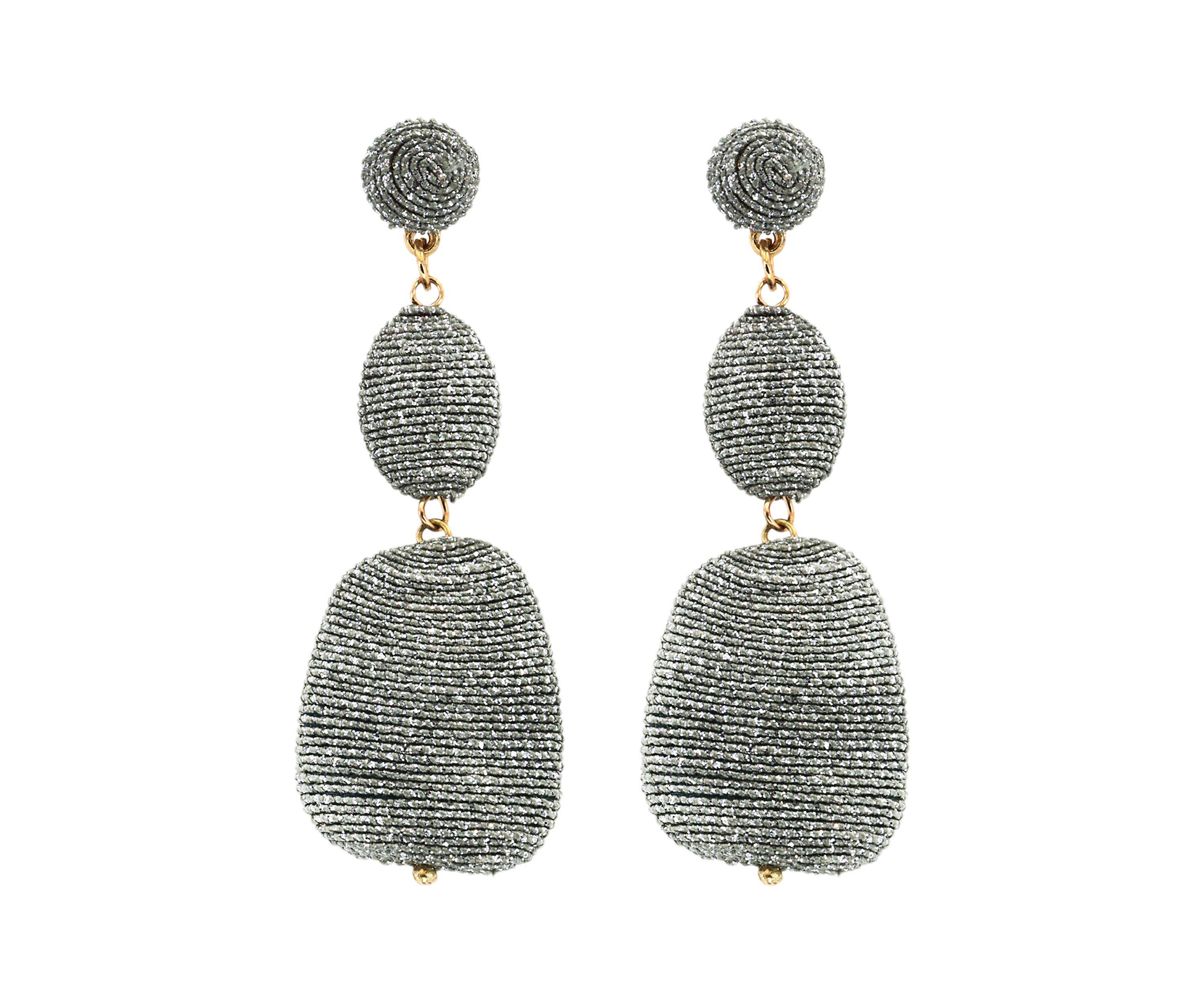 Metallic Thread Wrapped Linear Earrings