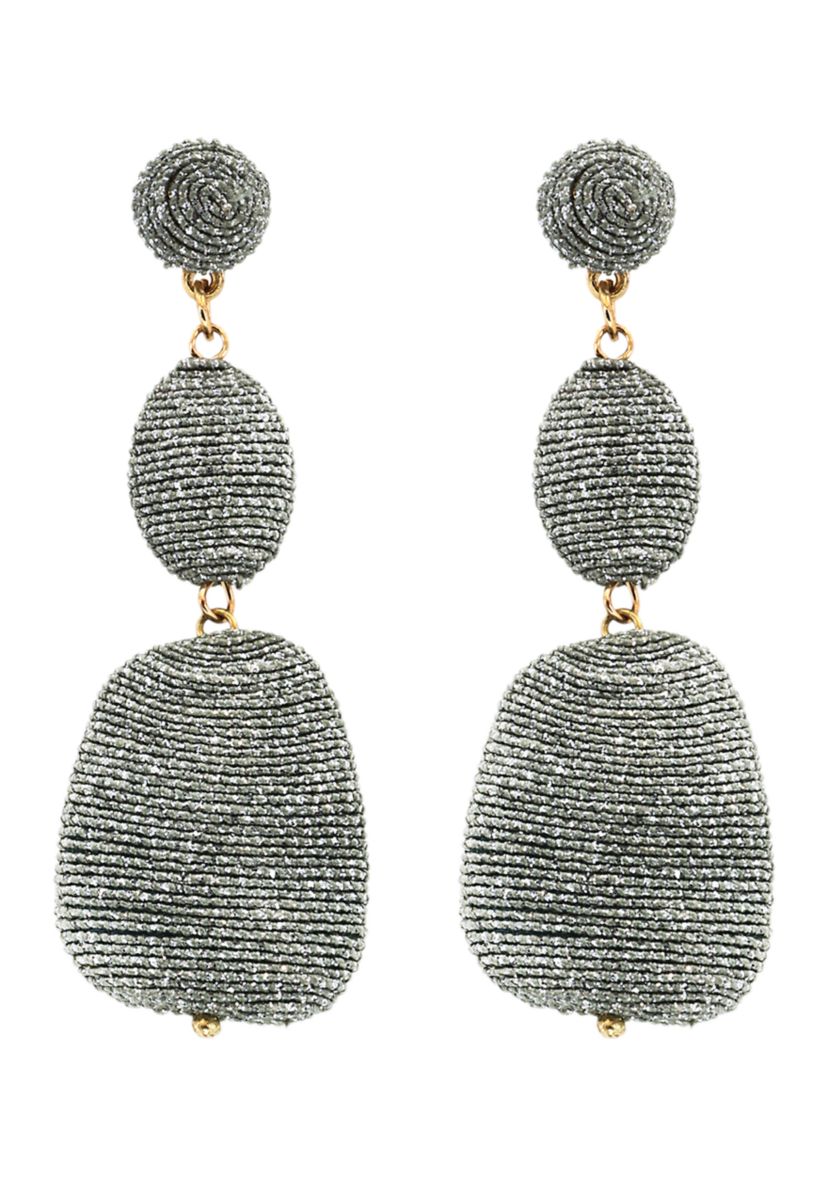Metallic Thread Wrapped Linear Earrings
