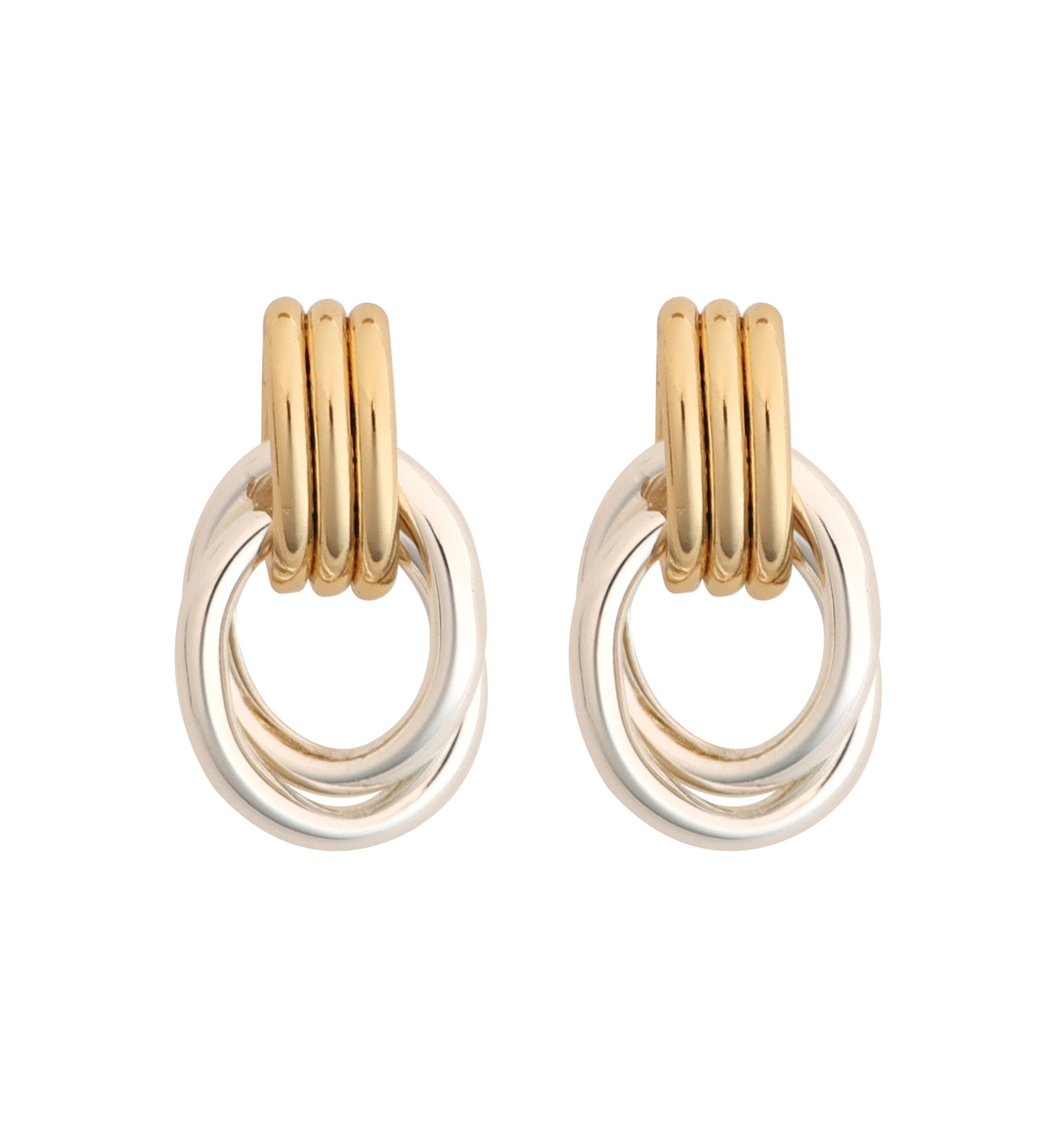Two Tone Circle Doorknocker Drop Earrings