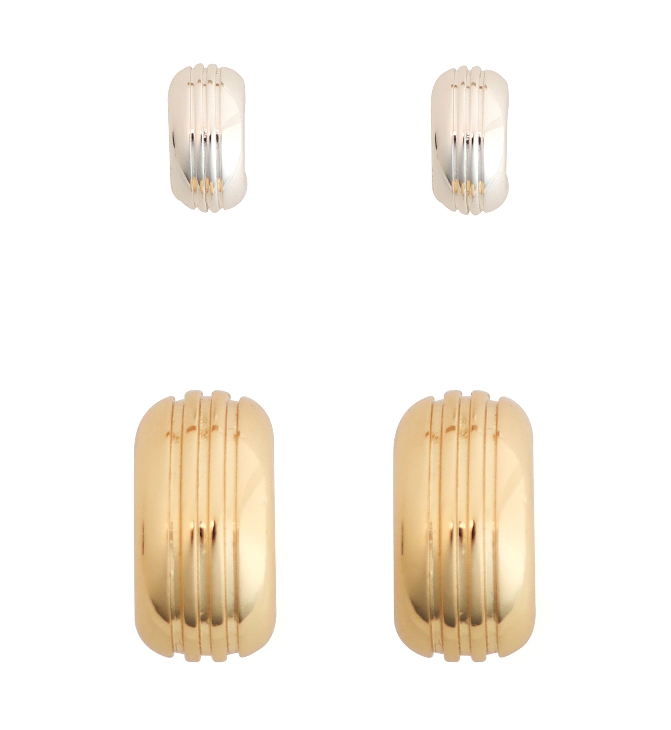 Two Tone Plated Etched Hoop Earring Set