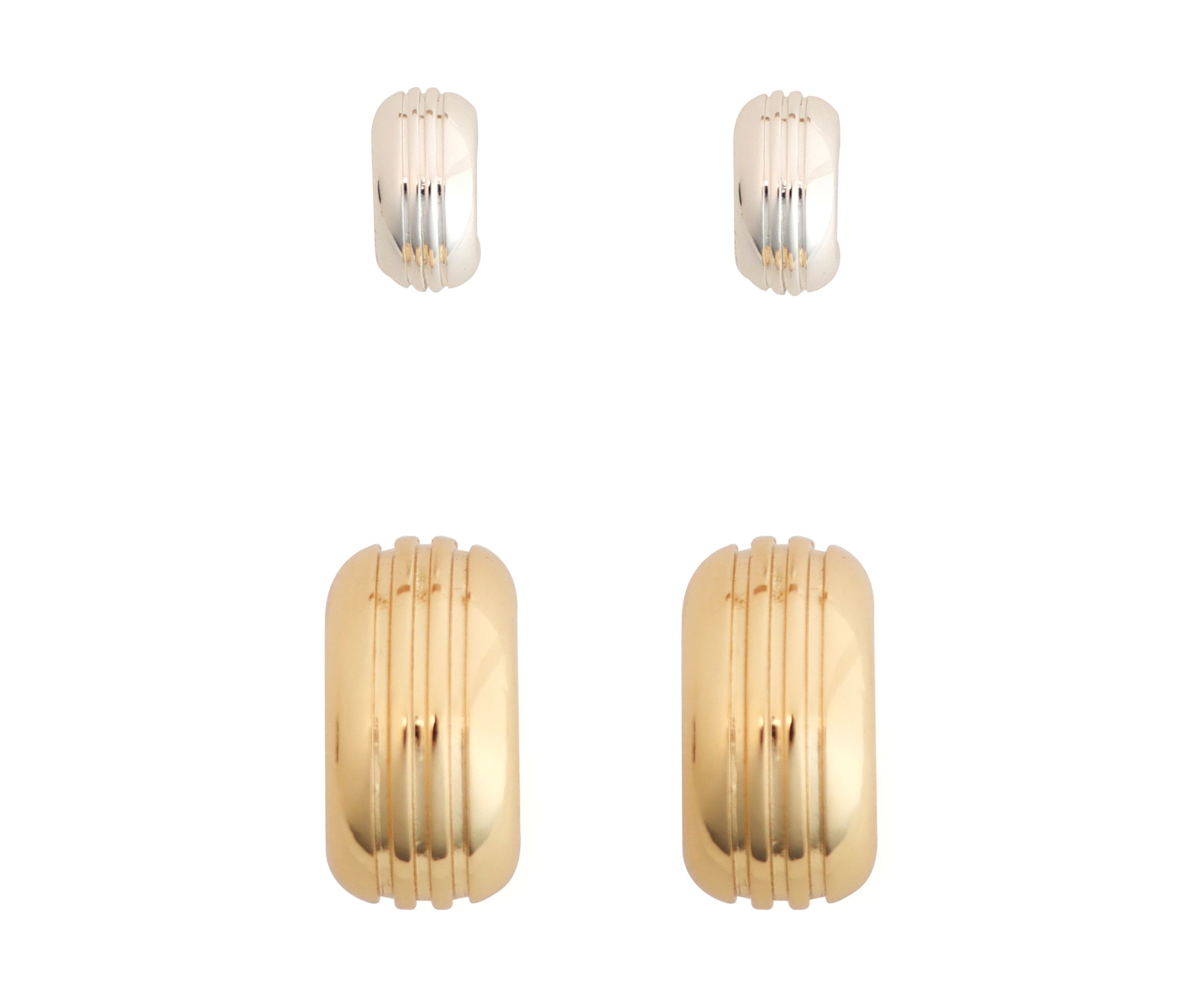 Two Tone Plated Etched Hoop Earring Set