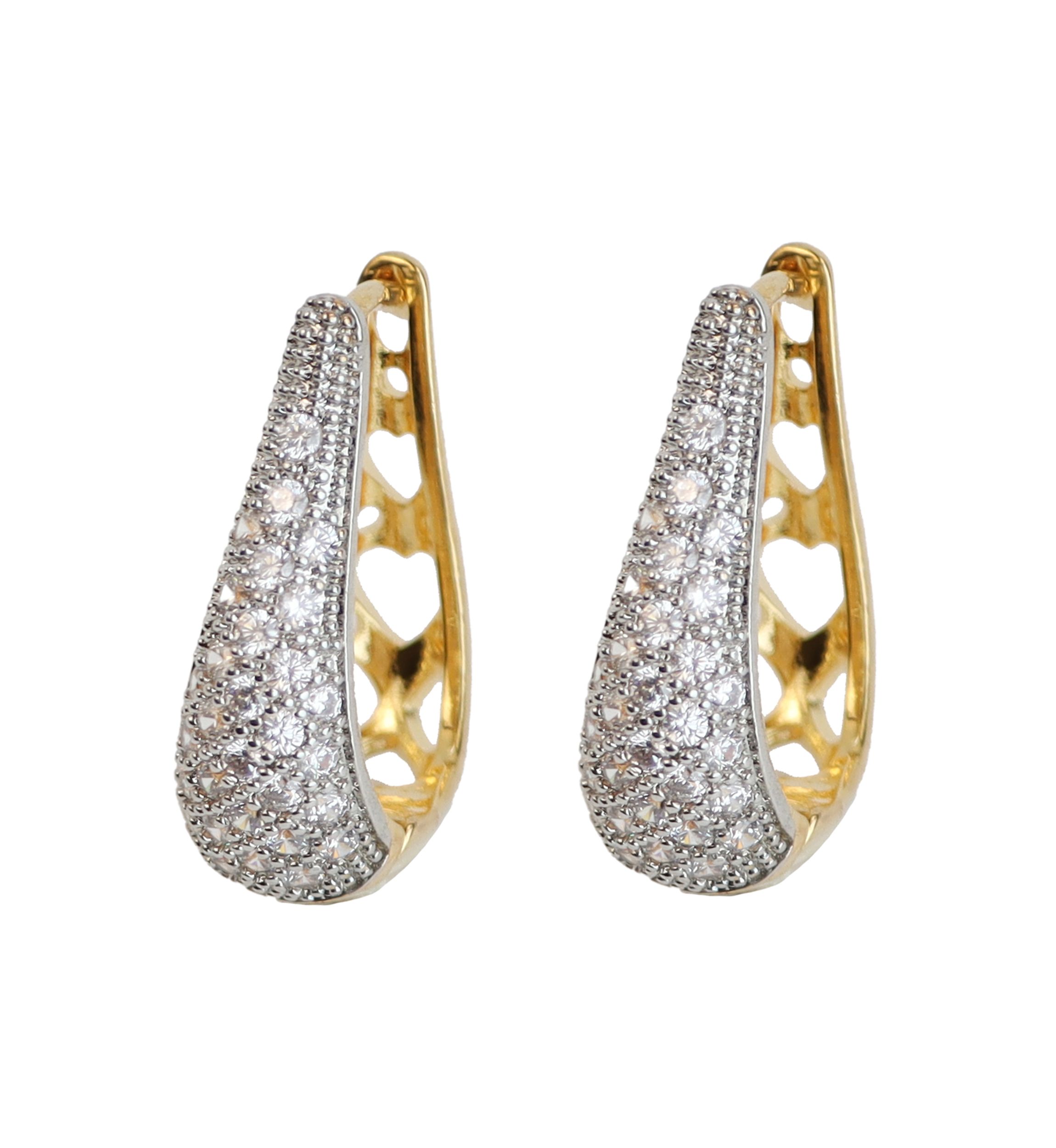 Two Tone Pavé Hoop Earrings