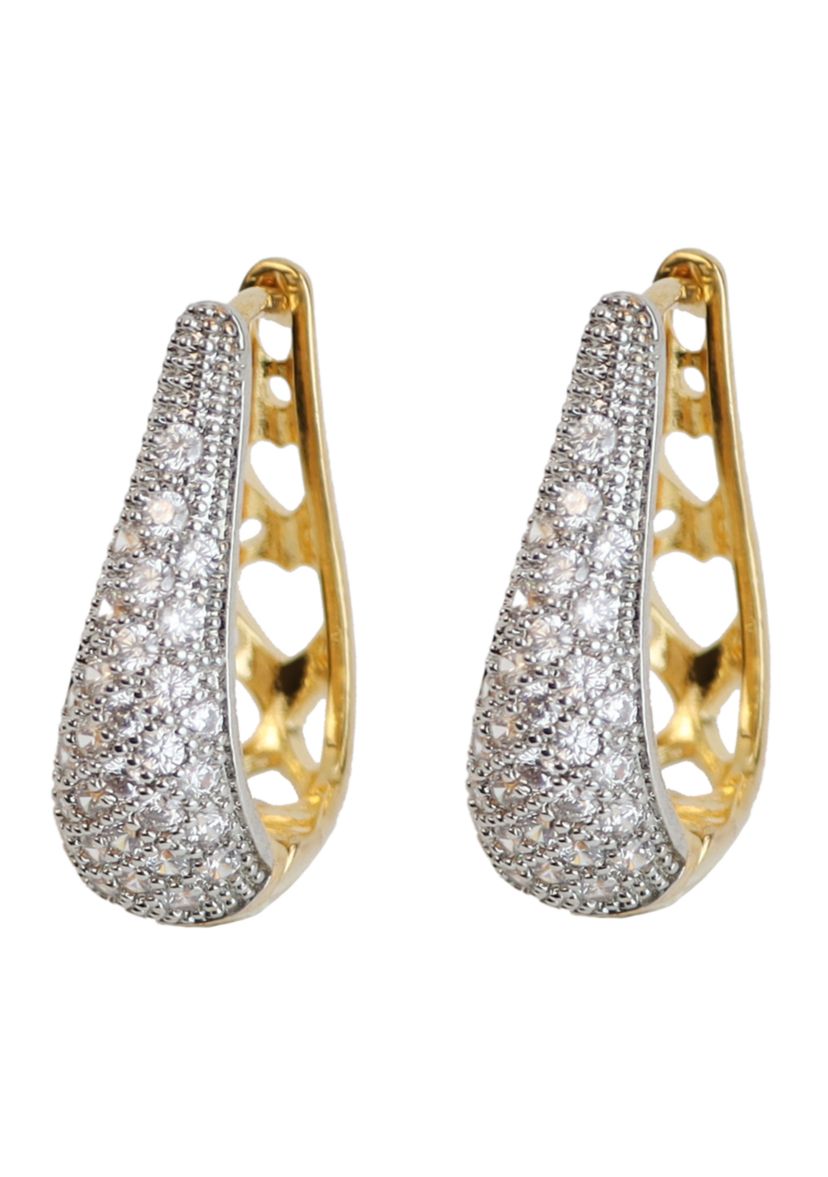 Two Tone Pavé Hoop Earrings