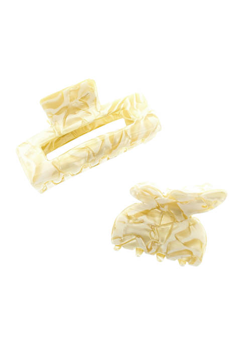 Ivory Butterfly Claw Clip Set 