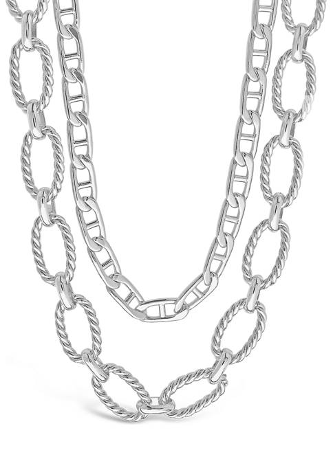 STERLING FOREVER Anchor &amp; Cable Chain Layered Necklace
