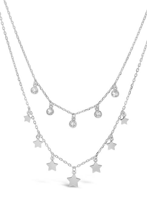 Bezel Cubic Zirconia and Star Layered Necklace 