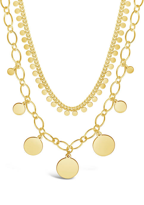 Disk Charm Layered Chain Necklace