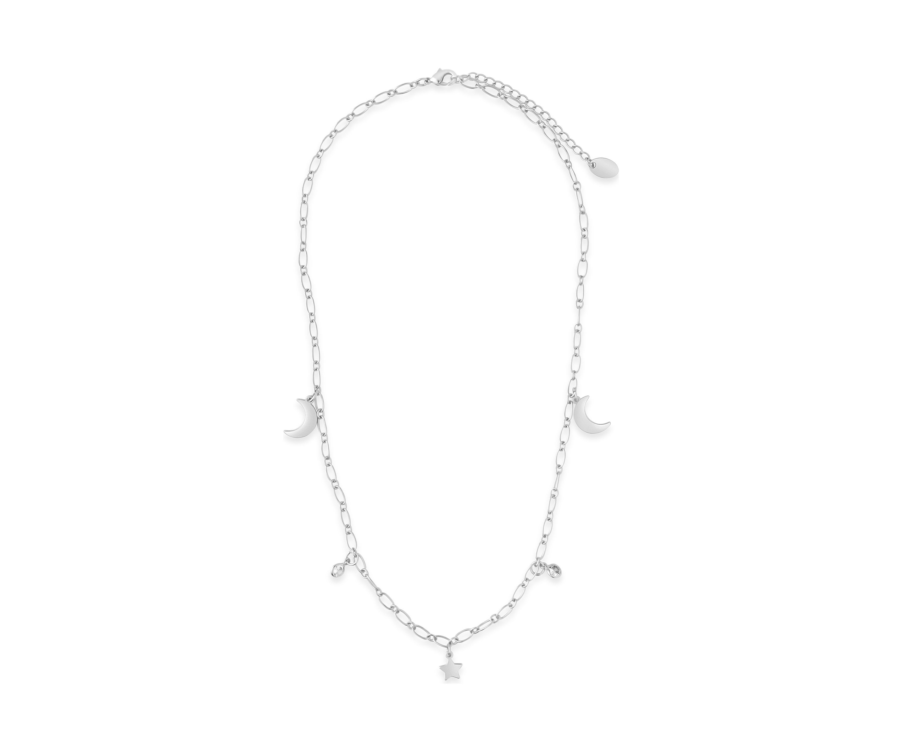 Sparkling Cubic Zirconia, Star, & Moon Chain Necklace