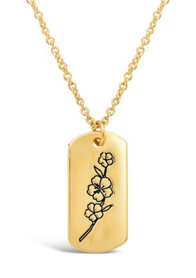 STERLING FOREVER Birth Flower Necklace-[March/Cherry Blossom], Gold -  0650045884808