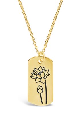 STERLING FOREVER Birth Flower Necklace-[July/Water Lily], Gold -  0650045884846