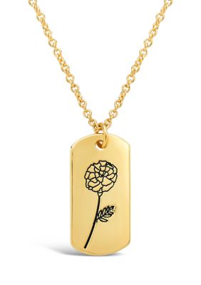 STERLING FOREVER Birth Flower Necklace-[October/Marigold], Gold -  0650045884877