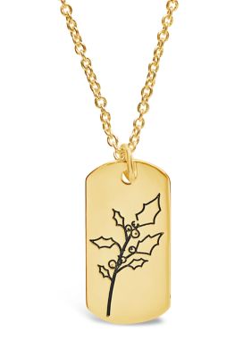 STERLING FOREVER Birth Flower Necklace-[December/Holly], Gold -  0650045884891