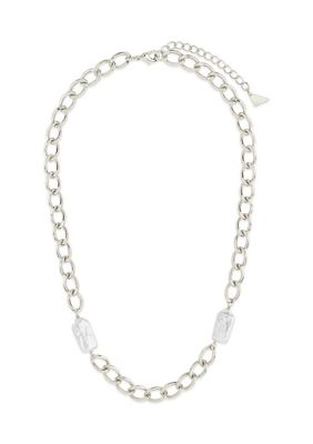STERLING FOREVER Pearl Chain Necklace, Silver