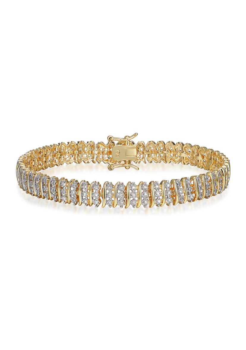 Diamond Accent Triple Row Bonze Tennis Bracelet, 7.25"
