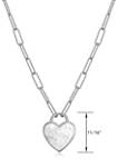 925 Sterling Silver Mother of Pearl Heart Paper Clip Necklace