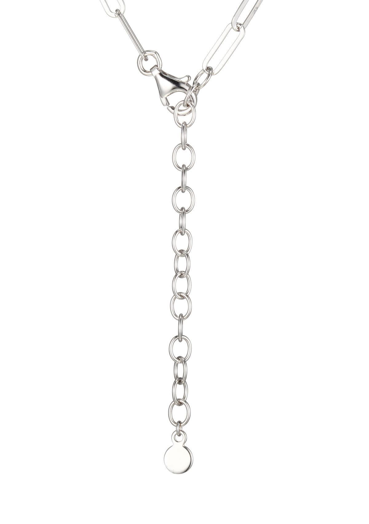 925 Sterling Silver Mother of Pearl Heart Paper Clip Necklace