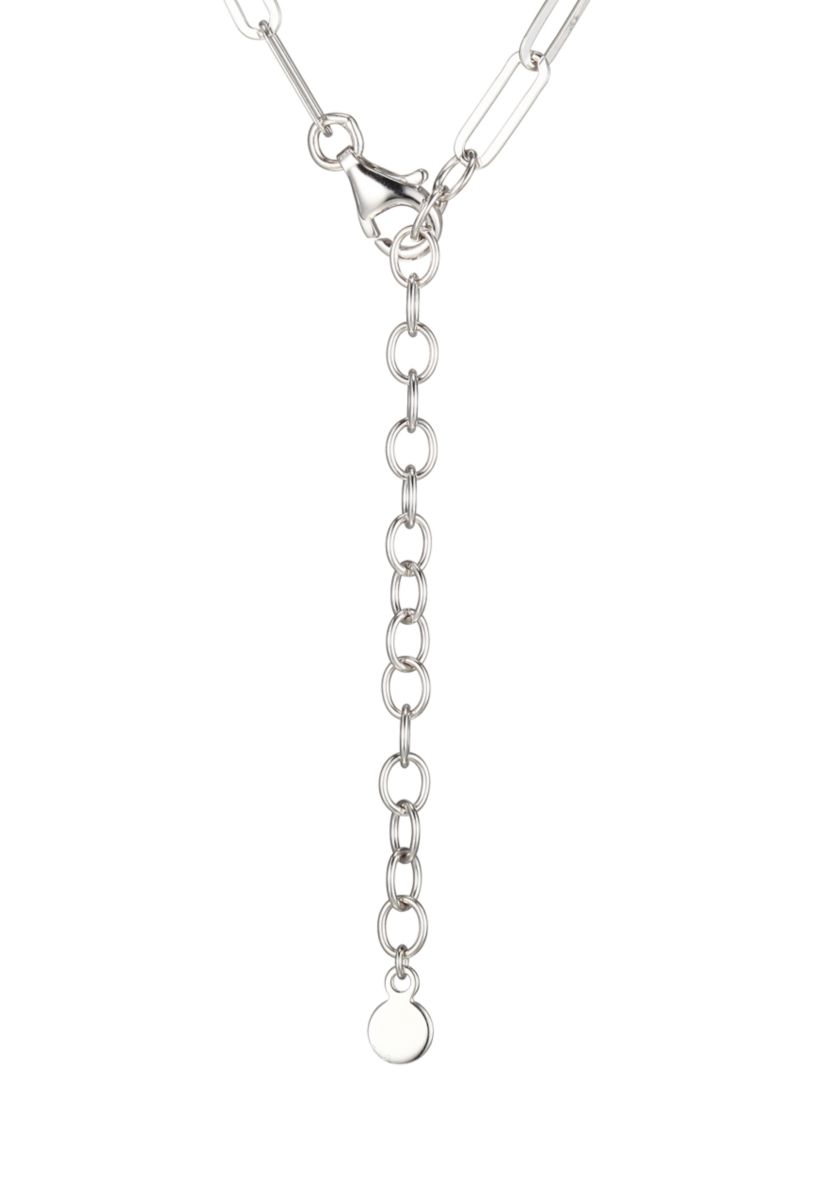 925 Sterling Silver Mother of Pearl Heart Paper Clip Necklace