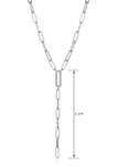 Lab Created 925 Sterling Silver Cubic Zirconia Y Shape Paper Clip Necklace