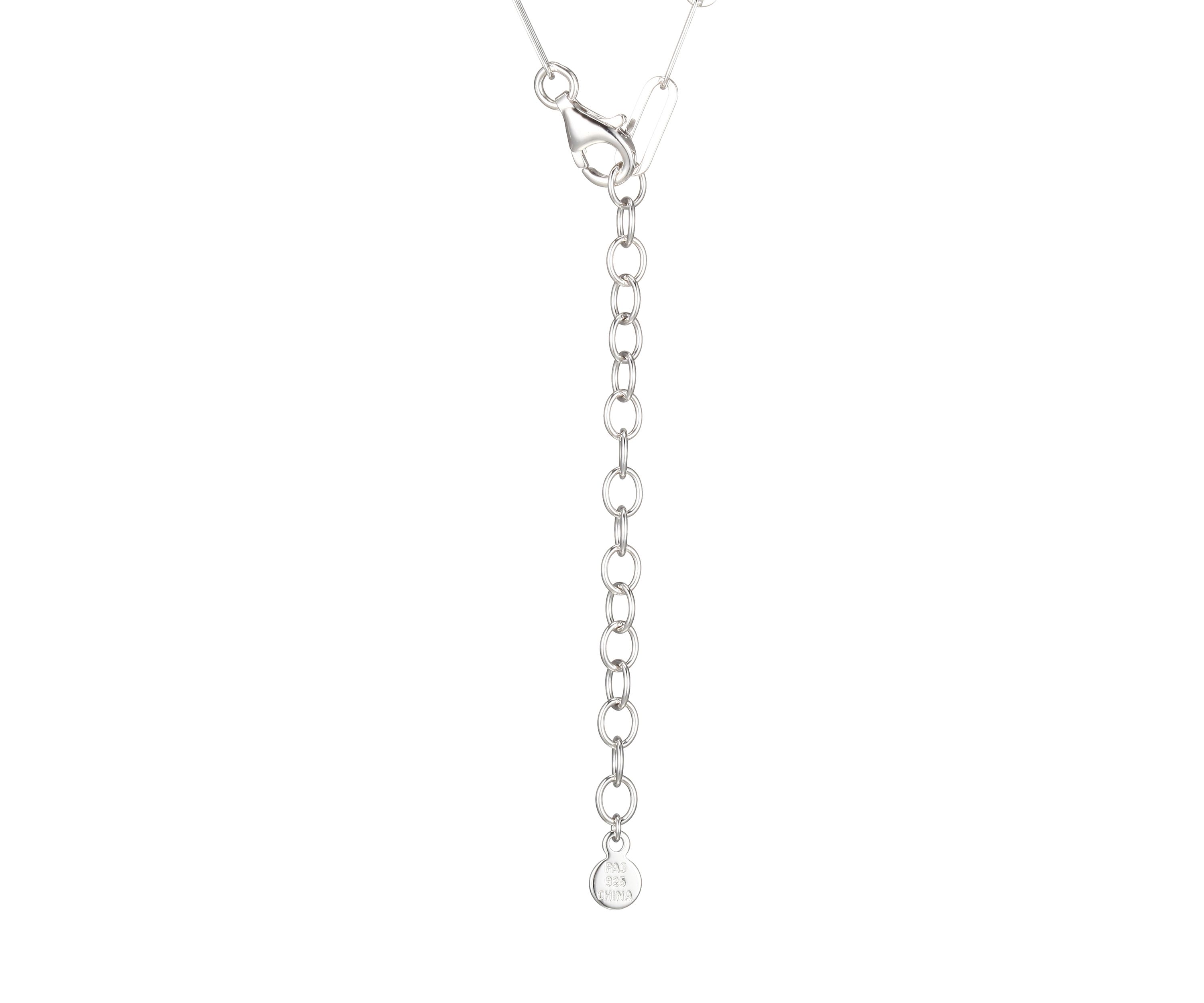 Lab Created 925 Sterling Silver Cubic Zirconia Y Shape Paper Clip Necklace