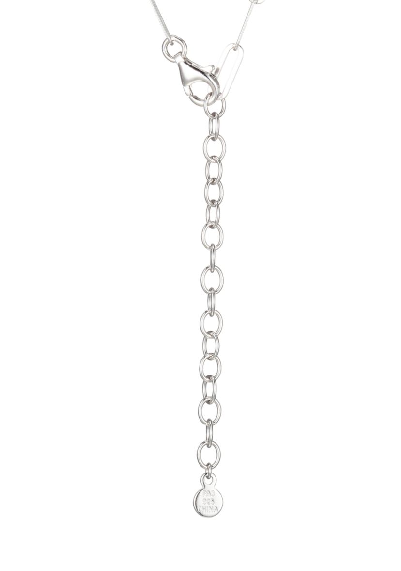 Lab Created 925 Sterling Silver Cubic Zirconia Y Shape Paper Clip Necklace