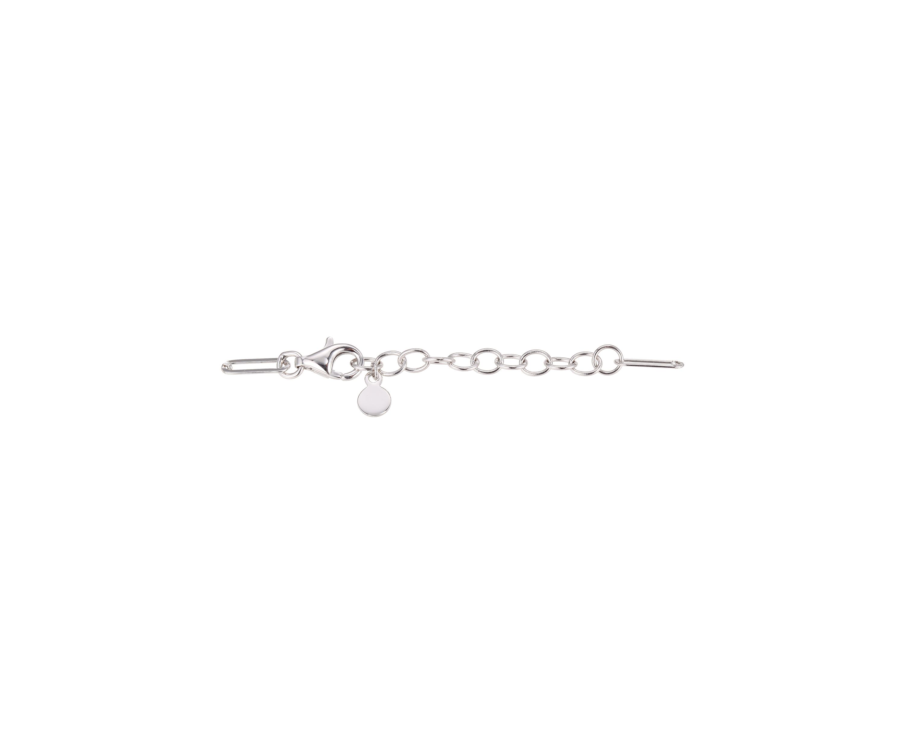 Lab Created 925 Sterling Silver Cubic Zirconia Lined Double Circle Paper Clip Bracelet