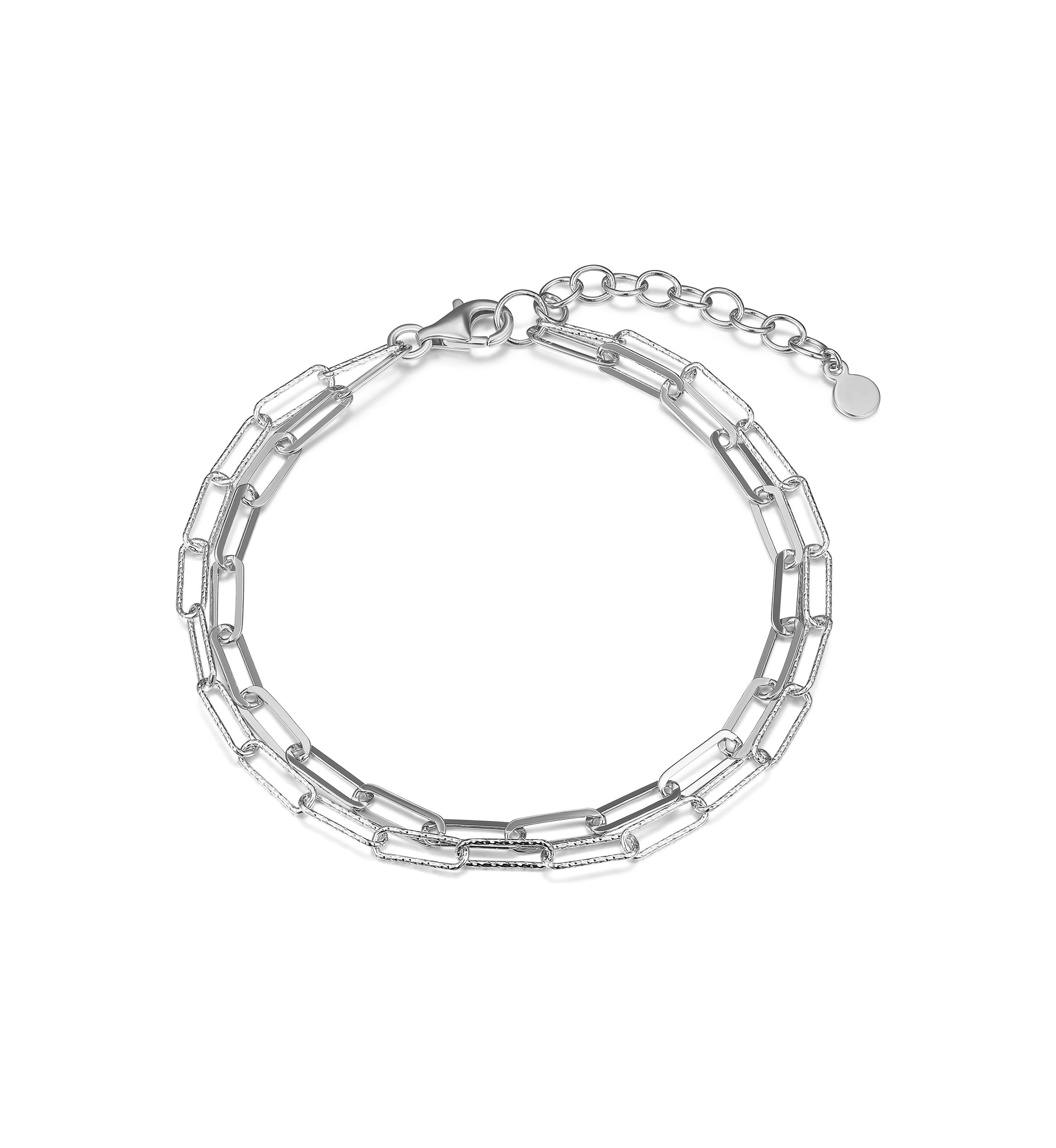 925 Sterling Silver Double Link Paper Clip Bracelet