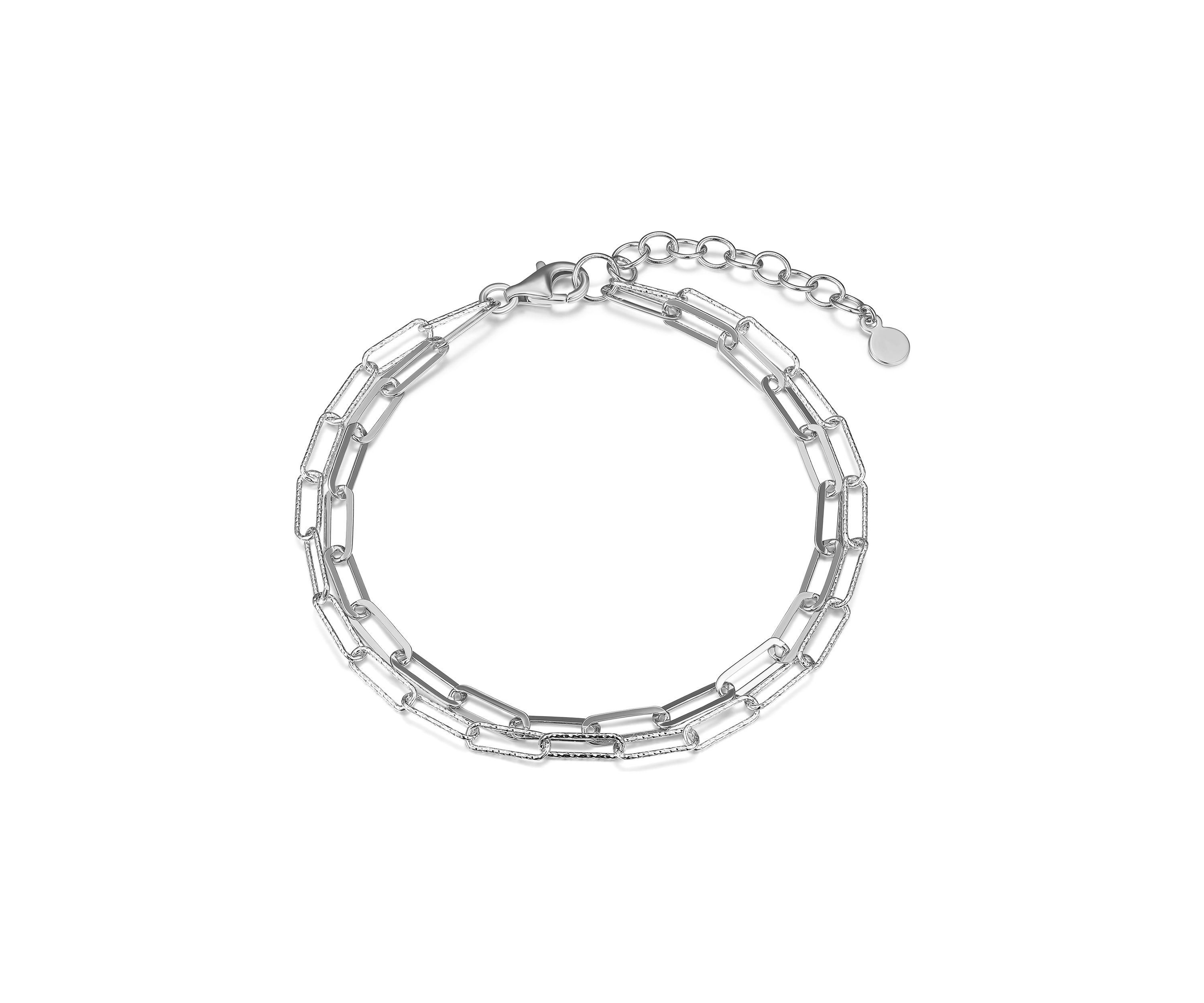 925 Sterling Silver Double Link Paper Clip Bracelet