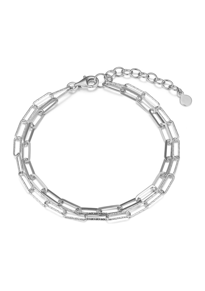 925 Sterling Silver Double Link Paper Clip Bracelet
