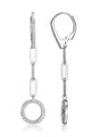 Lab Created 925 Sterling Silver Cubic Zirconia Lined Circle Paper Clip Leverback Drop Earrings