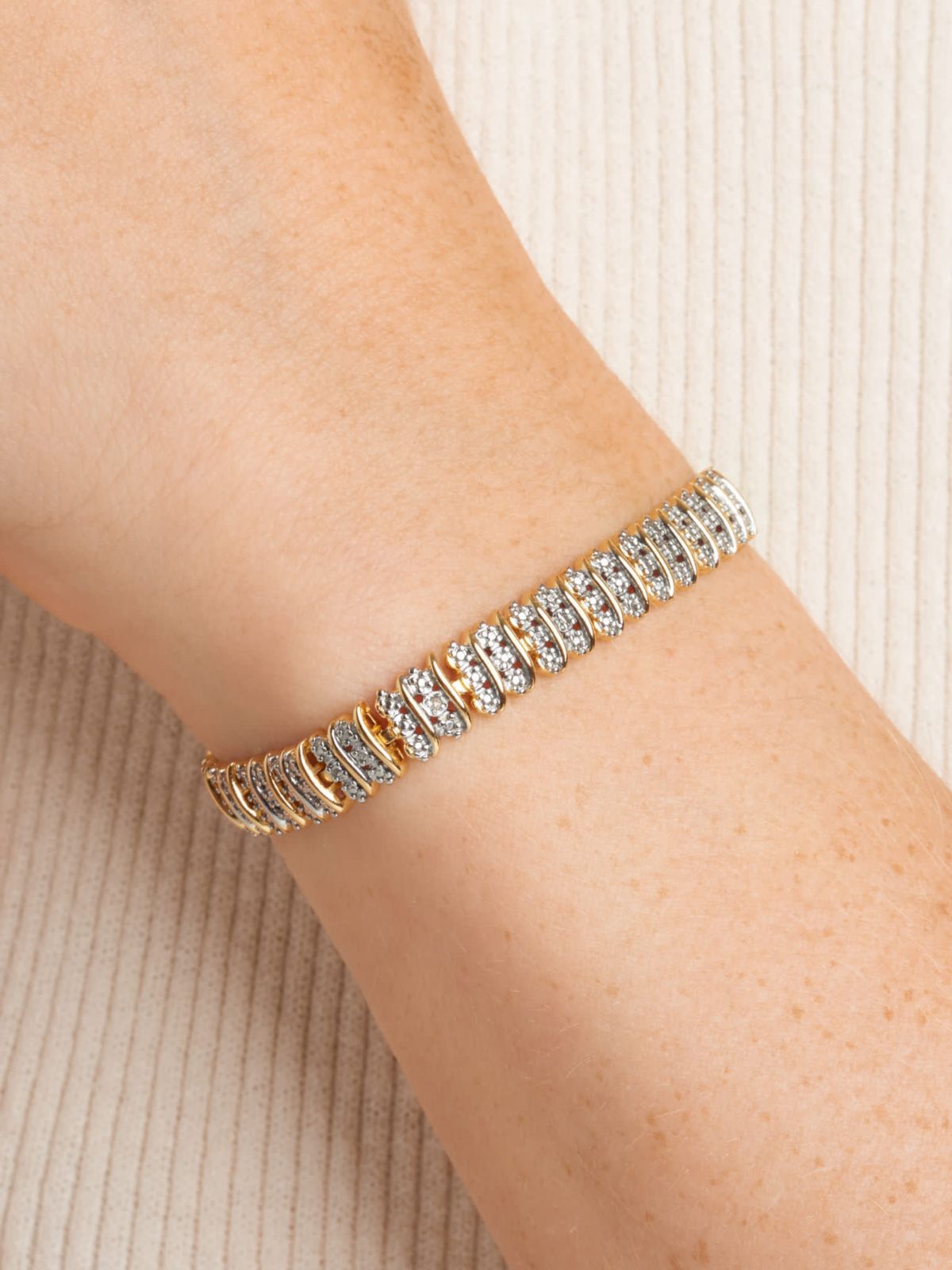 Diamond Accent Triple Row Bonze Tennis Bracelet, 7.25"