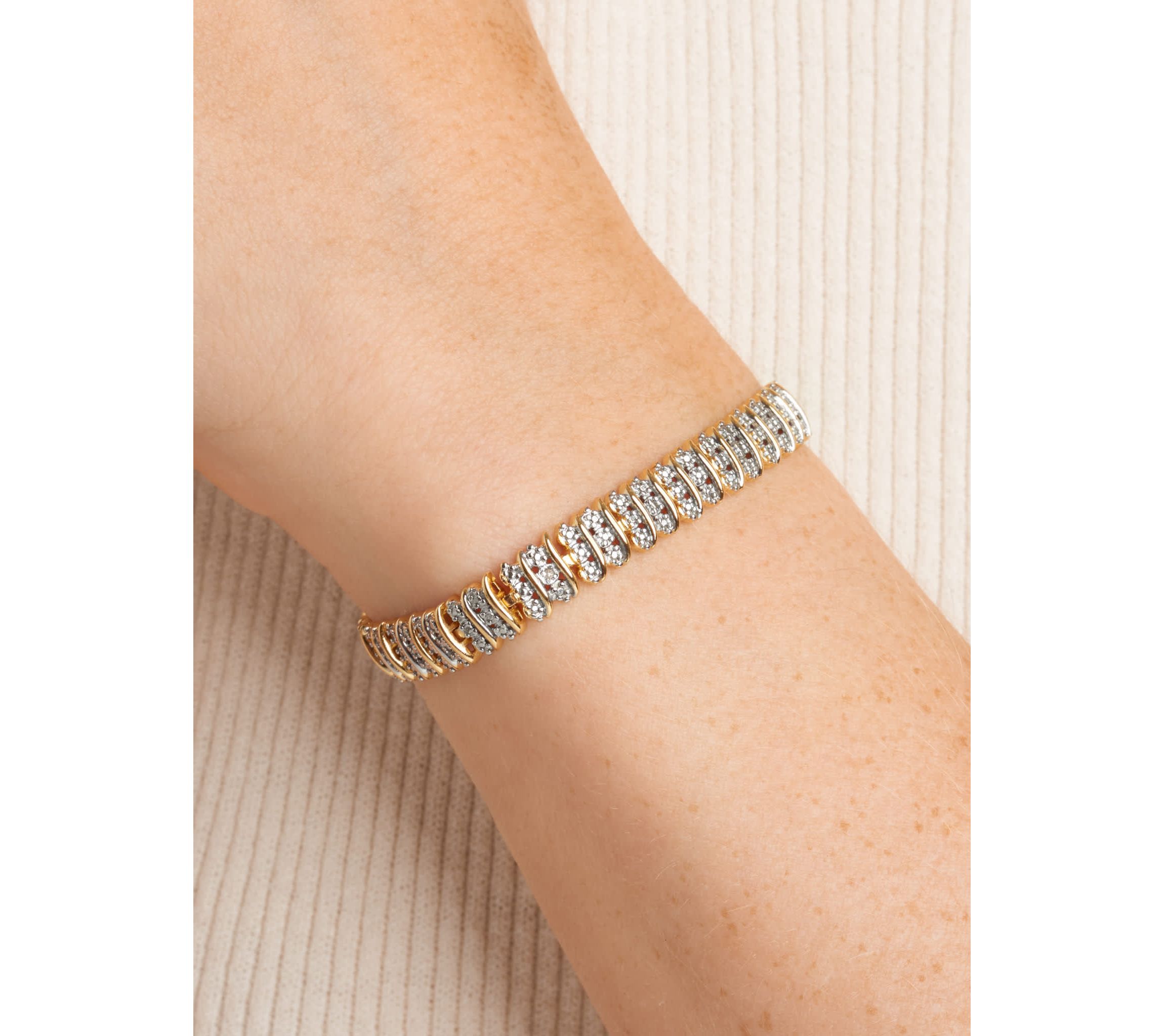 Diamond Accent Triple Row Bonze Tennis Bracelet, 7.25"